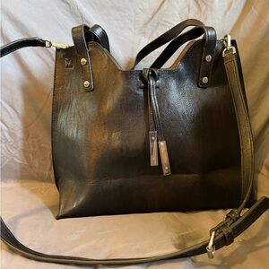 Elegant Black Leather Calvin Klein Tote Bag